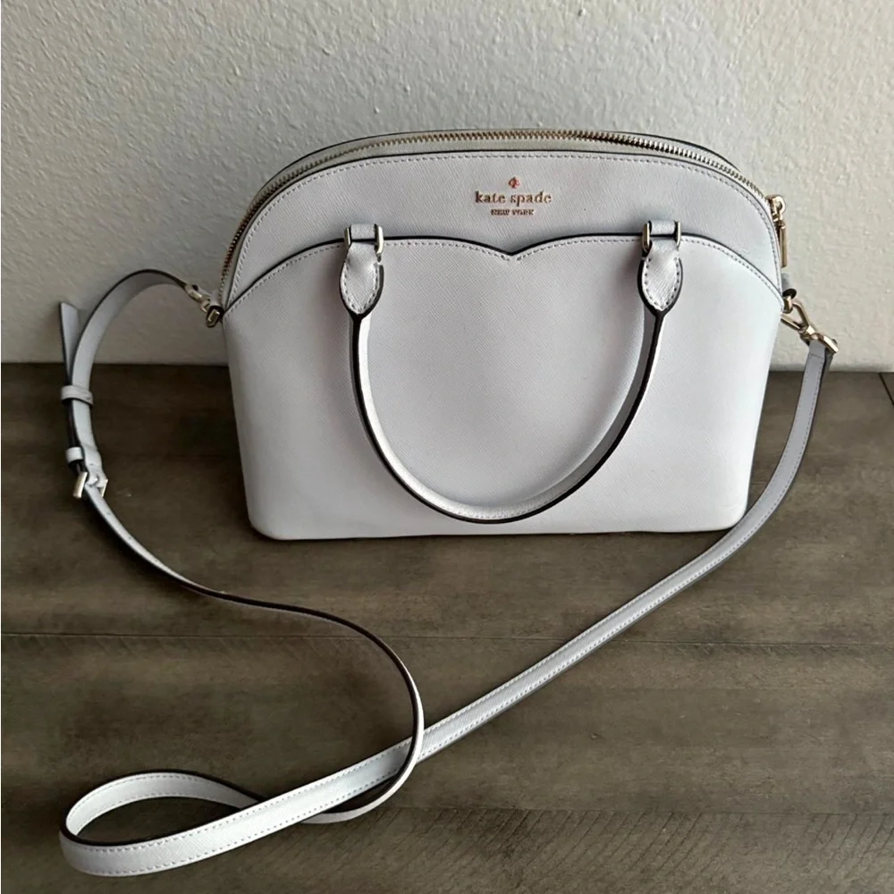 kate spade White Leather Dome Crossbody Satchel